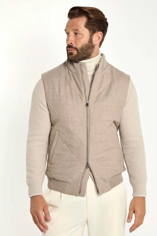 Beige quilted vest - Made in Italy sold by Pini Parma