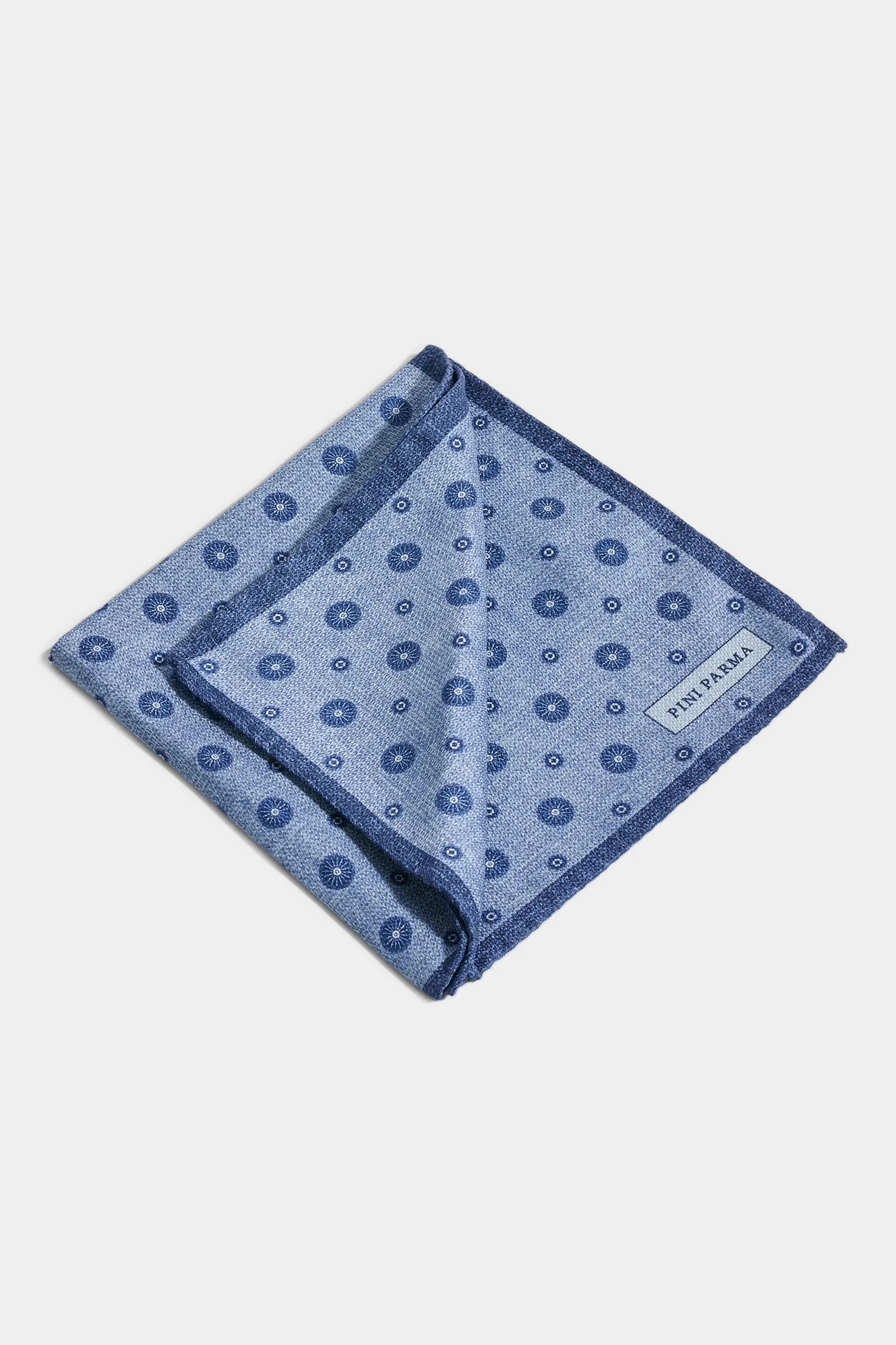 Avio blue fancy pocket square - Made in Italy sold by Pini Parma