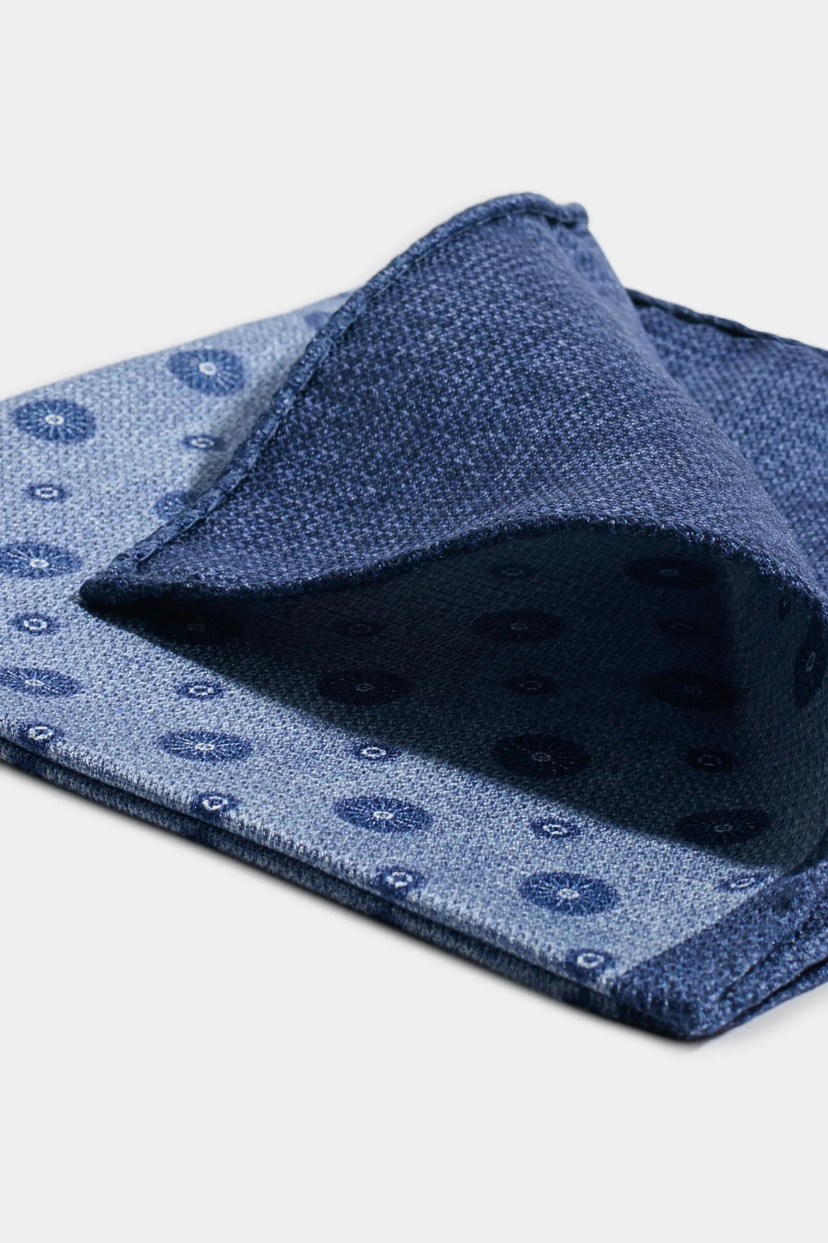 Avio blue fancy pocket square - Made in Italy sold by Pini Parma product image thumbnail 2