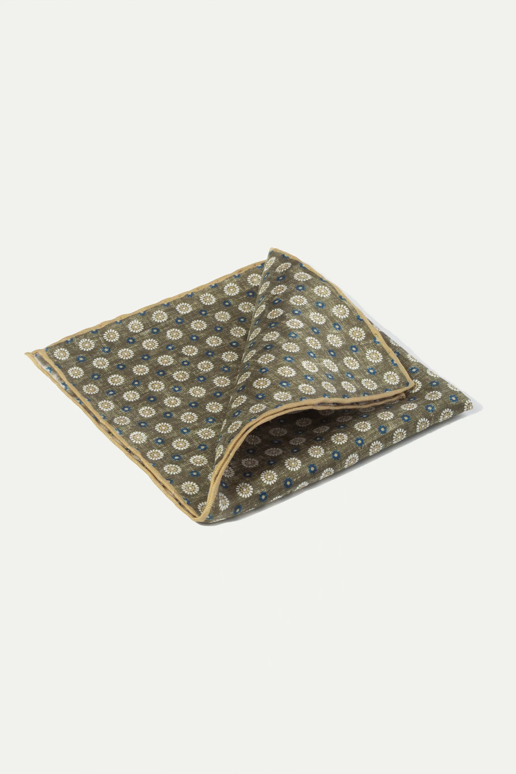 Taupe flower fancy pocket square - Made in Italy sold by Pini Parma