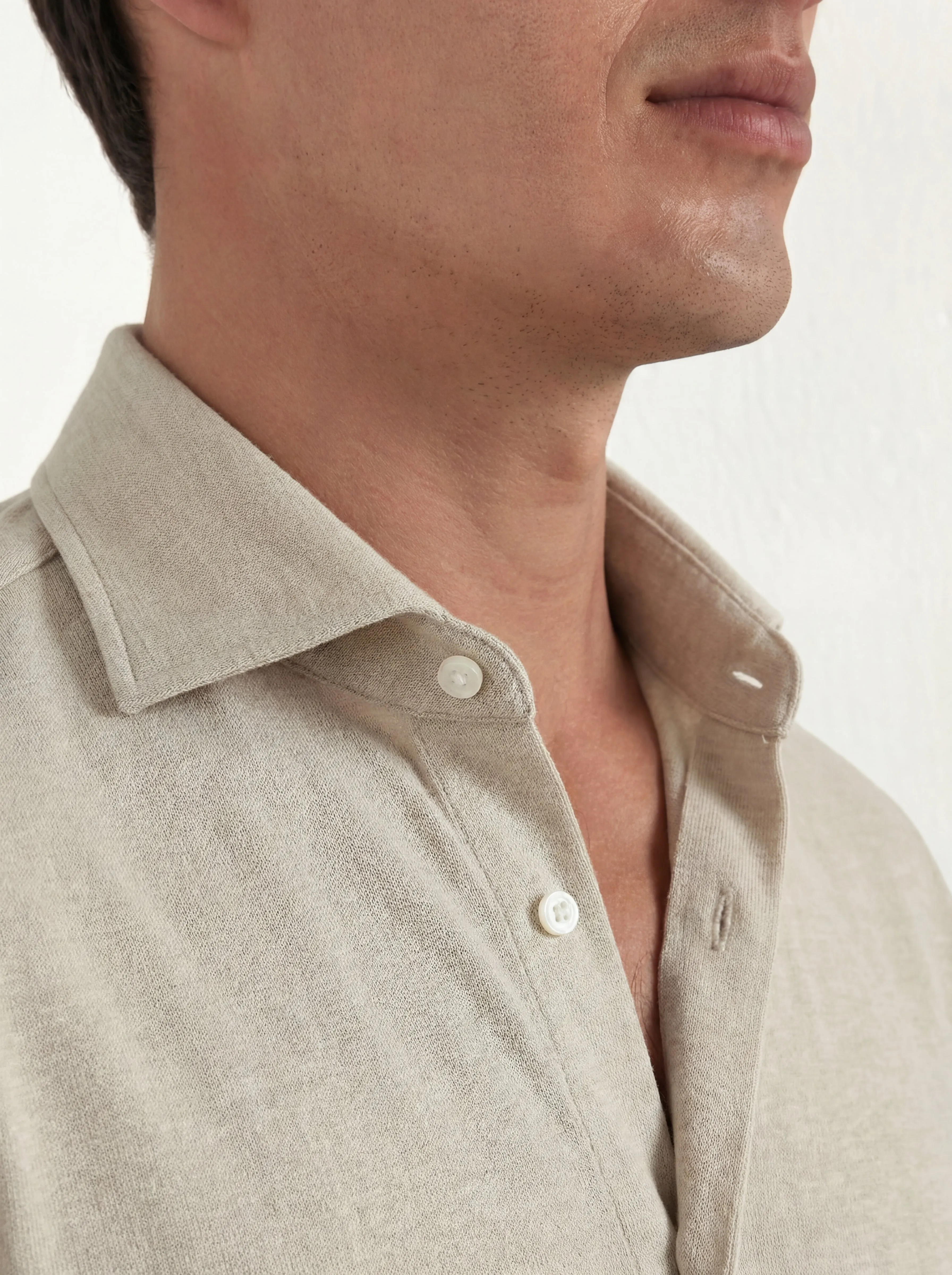 Beige jersey merino shirt - Made in Italy sold by Pini Parma product image thumbnail 3