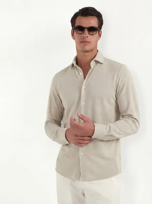 Beige jersey merino shirt - Made in Italy made by Pini Parma