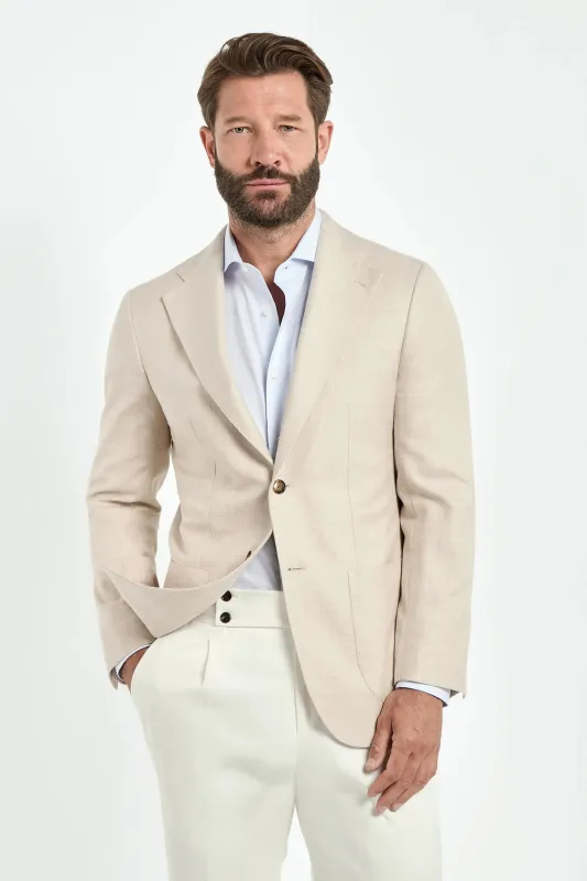Beige jacket in cotton and silk - Made in Italy sold by Pini Parma