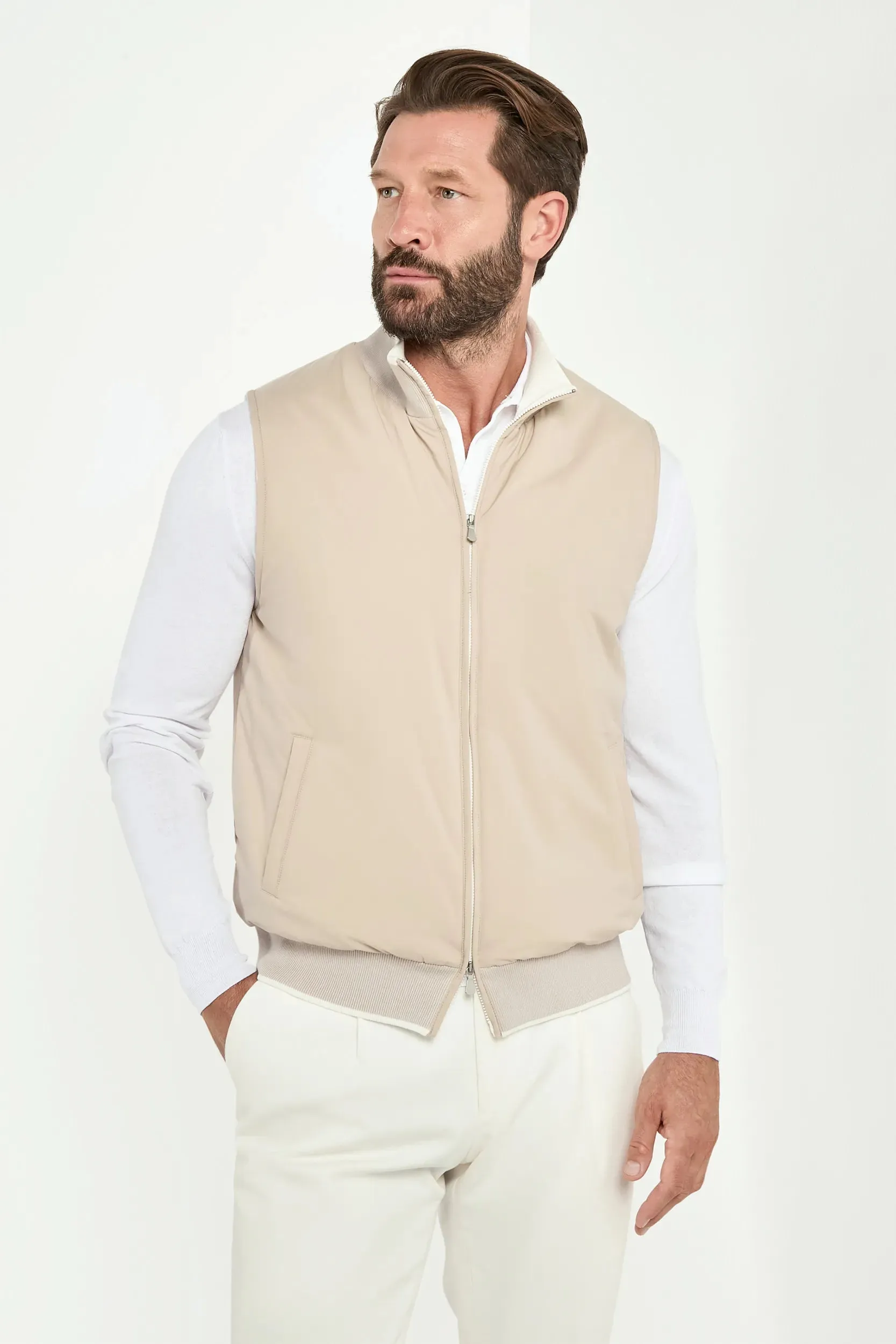 Taupe vest - Made in Italy sold by Pini Parma product image thumbnail 2