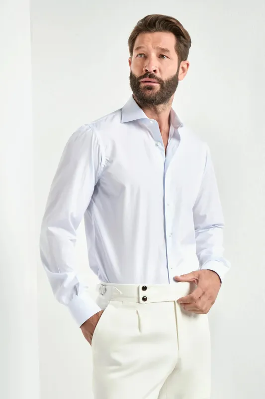 Light blue premium Sartoriale cotton shirt - Made in Italy made by Pini Parma