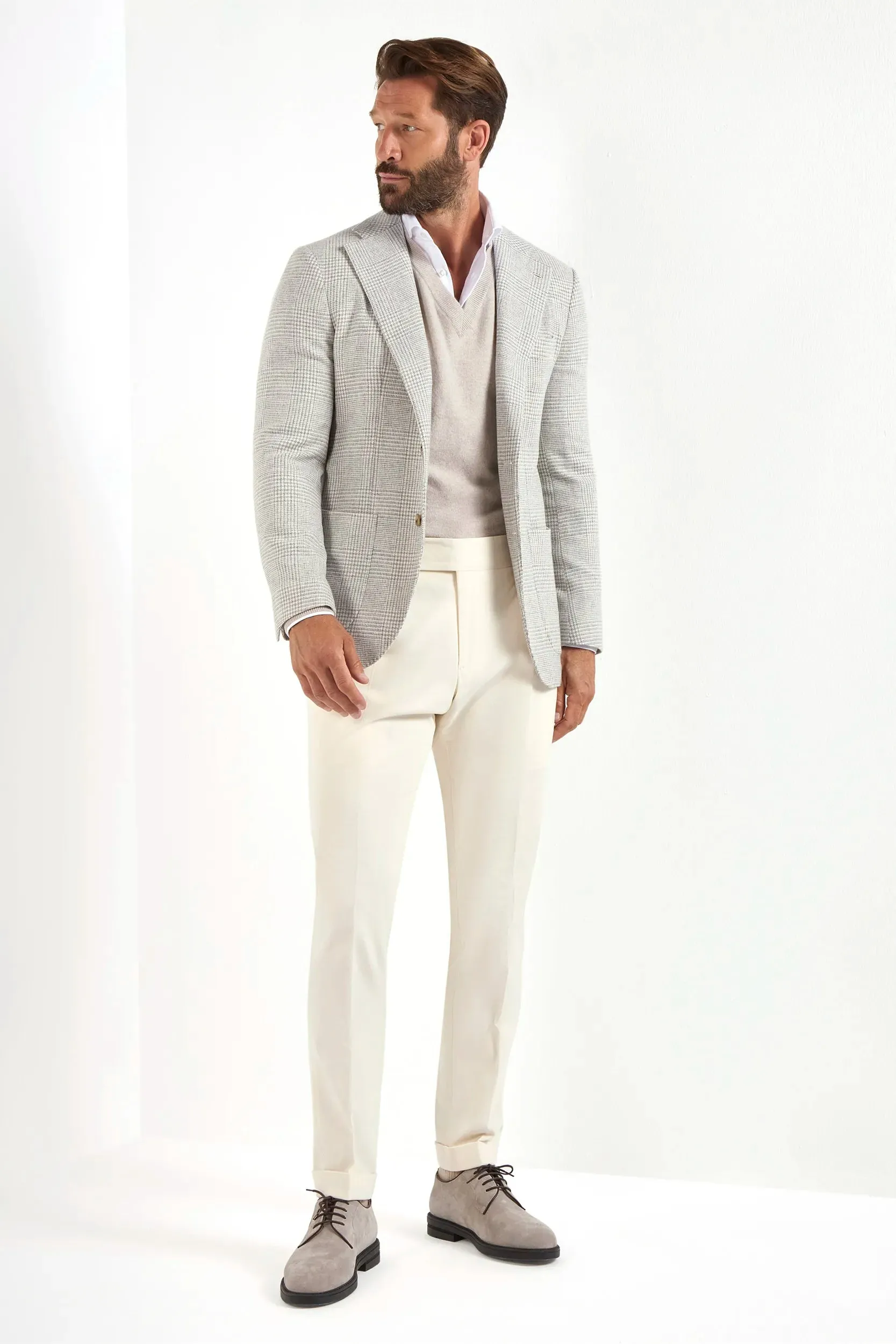 Light grey Prince of Wales jacket - Made in Italy sold by Pini Parma product image thumbnail 4