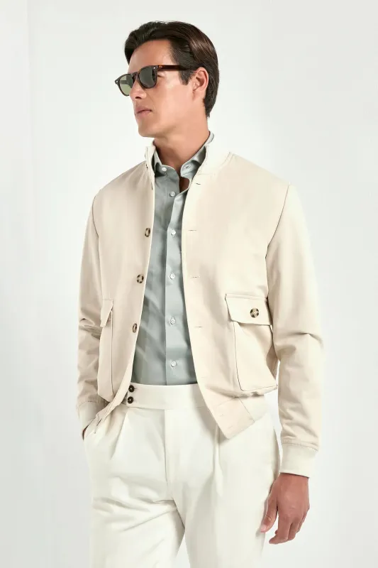 Beige cotton bomber - Made in Italy made by Pini Parma