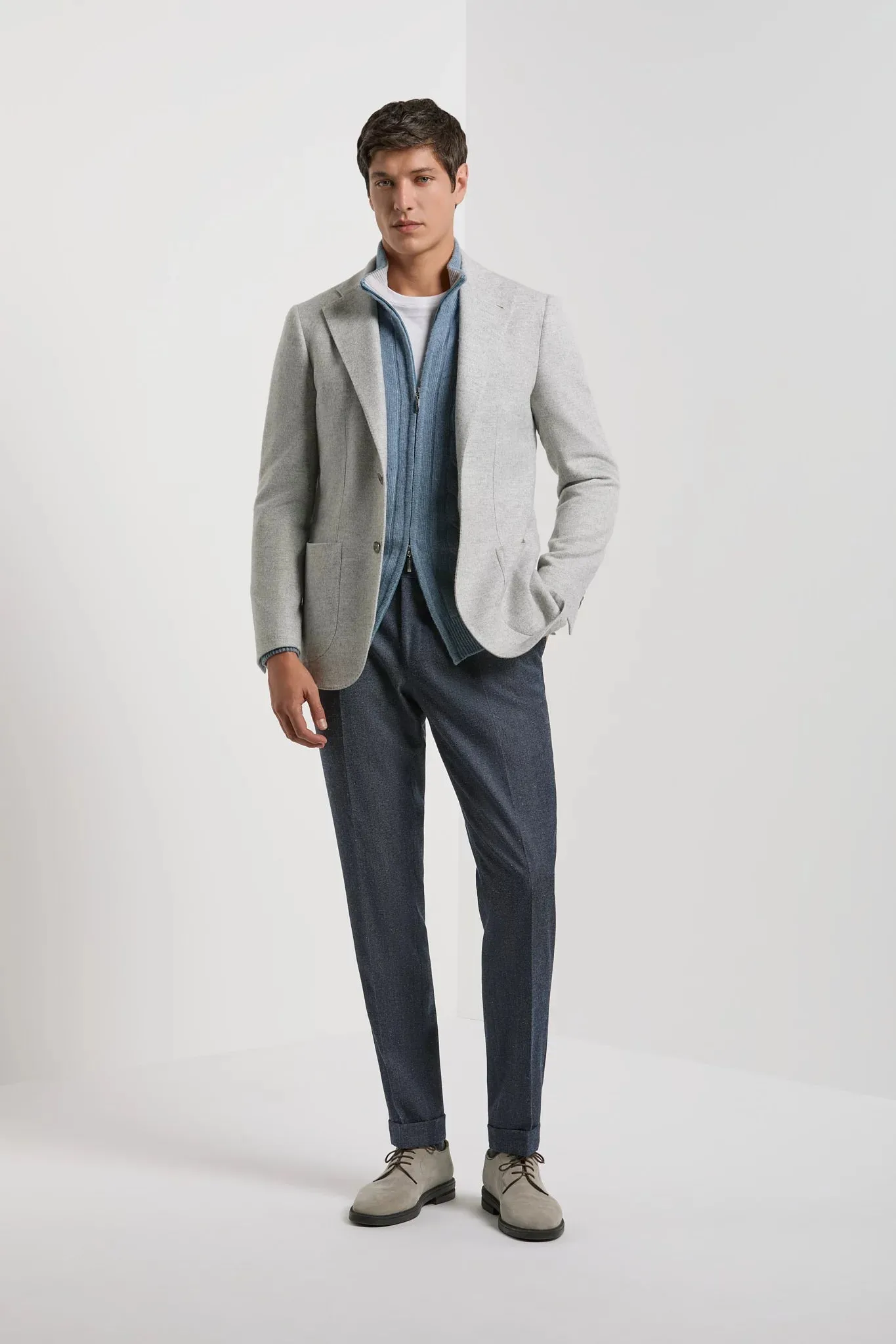 Light grey herringbone jacket - Made in Italy sold by Pini Parma product image thumbnail 5