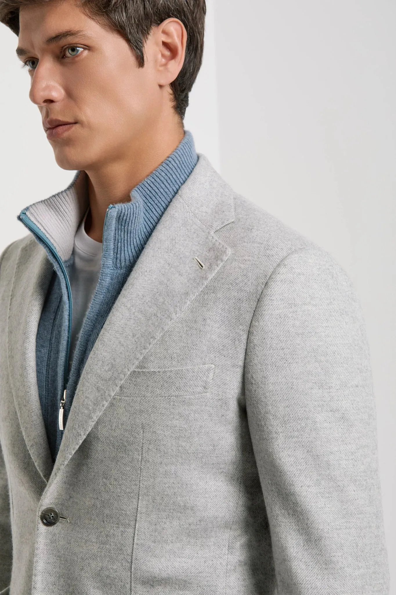 Light grey herringbone jacket - Made in Italy sold by Pini Parma product image thumbnail 3