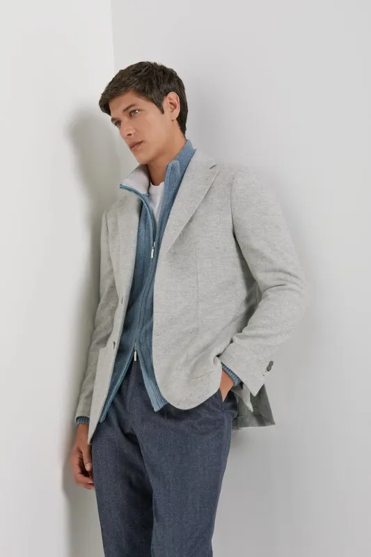 Light grey herringbone jacket - Made in Italy made by Pini Parma
