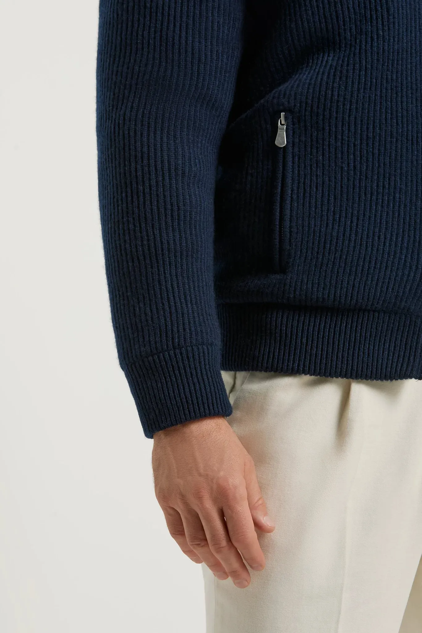 Blue cashmere knitted bomber with fur - Made in Italy sold by Pini Parma product image thumbnail 4