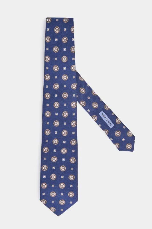 Blue fancy tie - Made in Italy made by Pini Parma