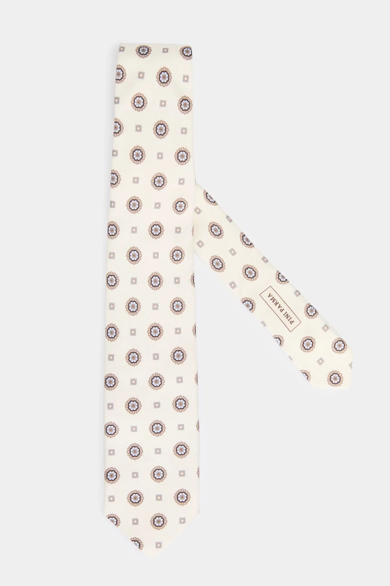 Off-white micro floral tie - Made in Italy sold by Pini Parma