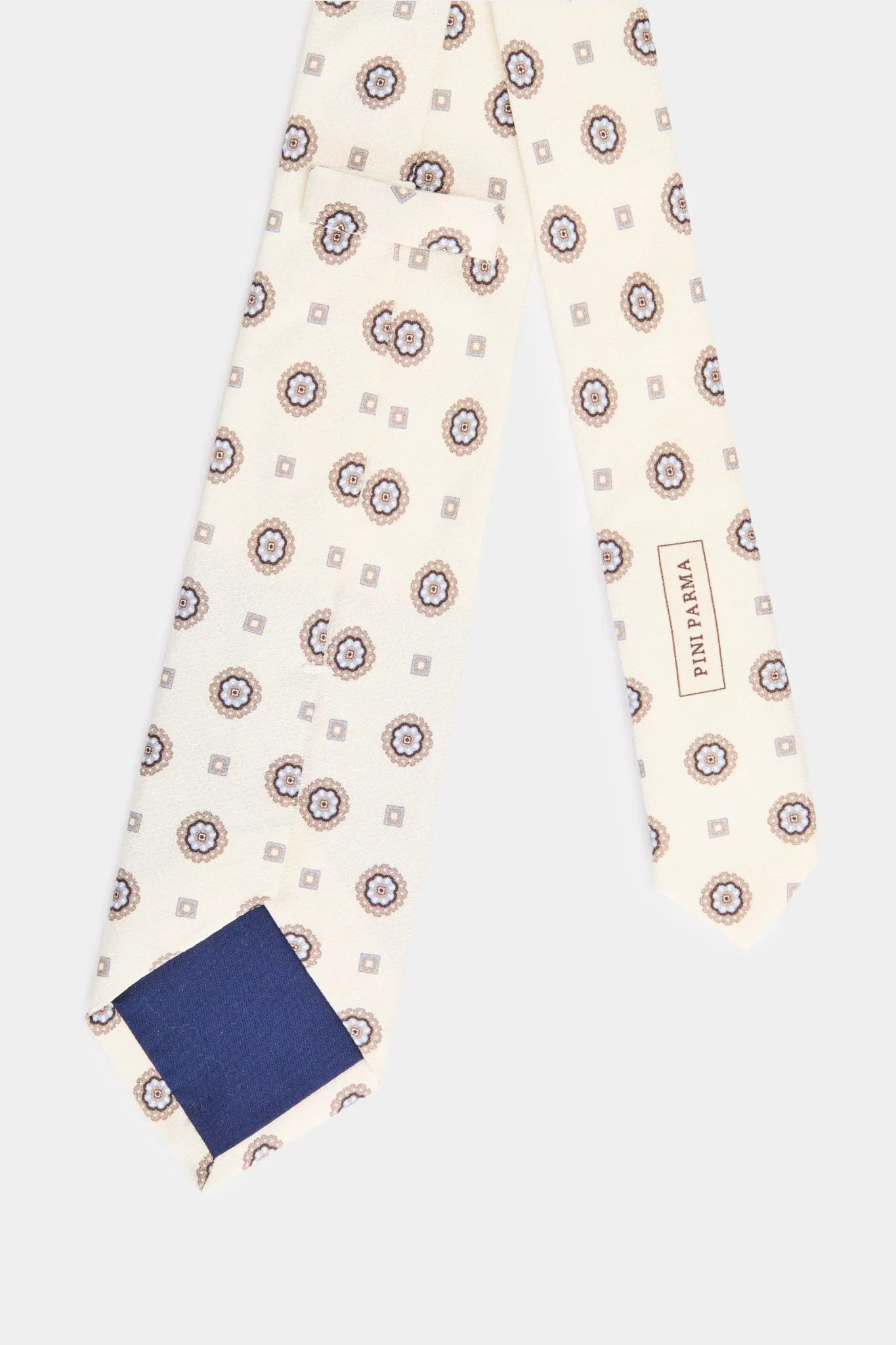 Off-white micro floral tie - Made in Italy sold by Pini Parma product image thumbnail 4