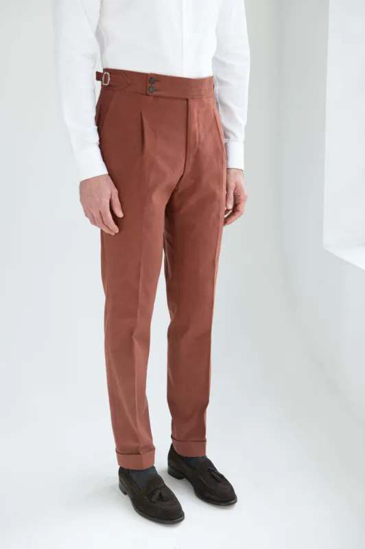 Brick cotton trousers "Soragna Capsule Collection" - Made in Italy sold by Pini Parma