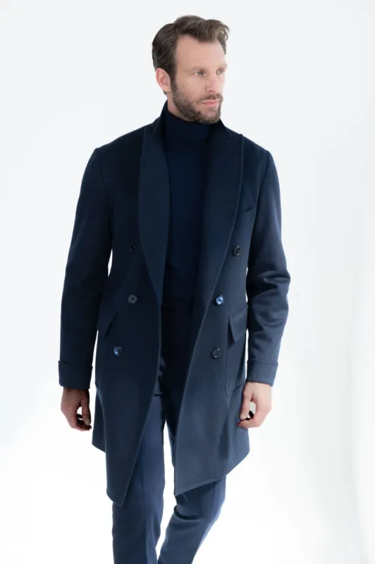 Blue polo coat - Made in Italy sold by Pini Parma