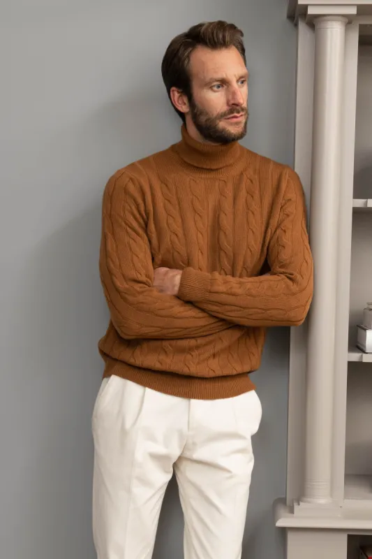 Cognac turtleneck – Made in italy sold by Pini Parma