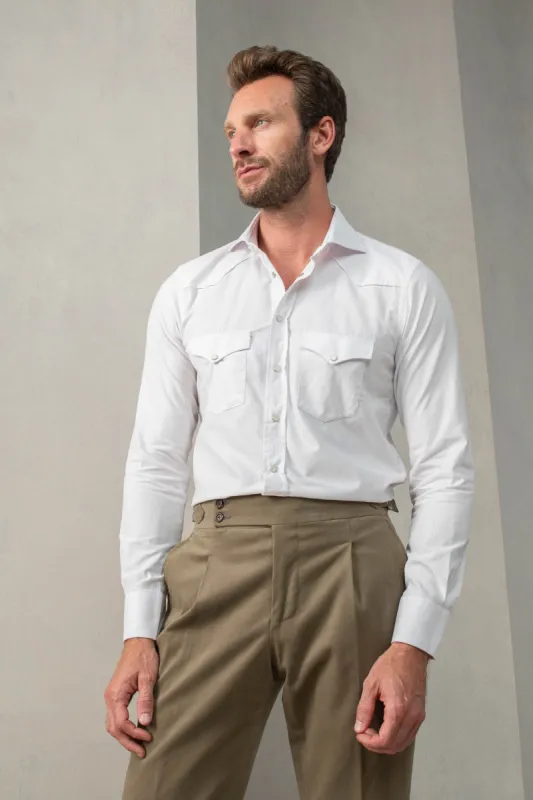 White velvet effect western shirt - Made in Italy sold by Pini Parma