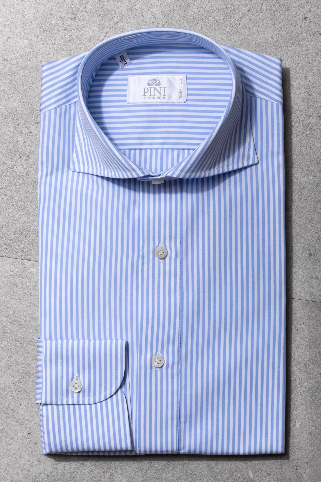 Light blue striped popover shirt - Made in Italy sold by Pini Parma product image thumbnail 2