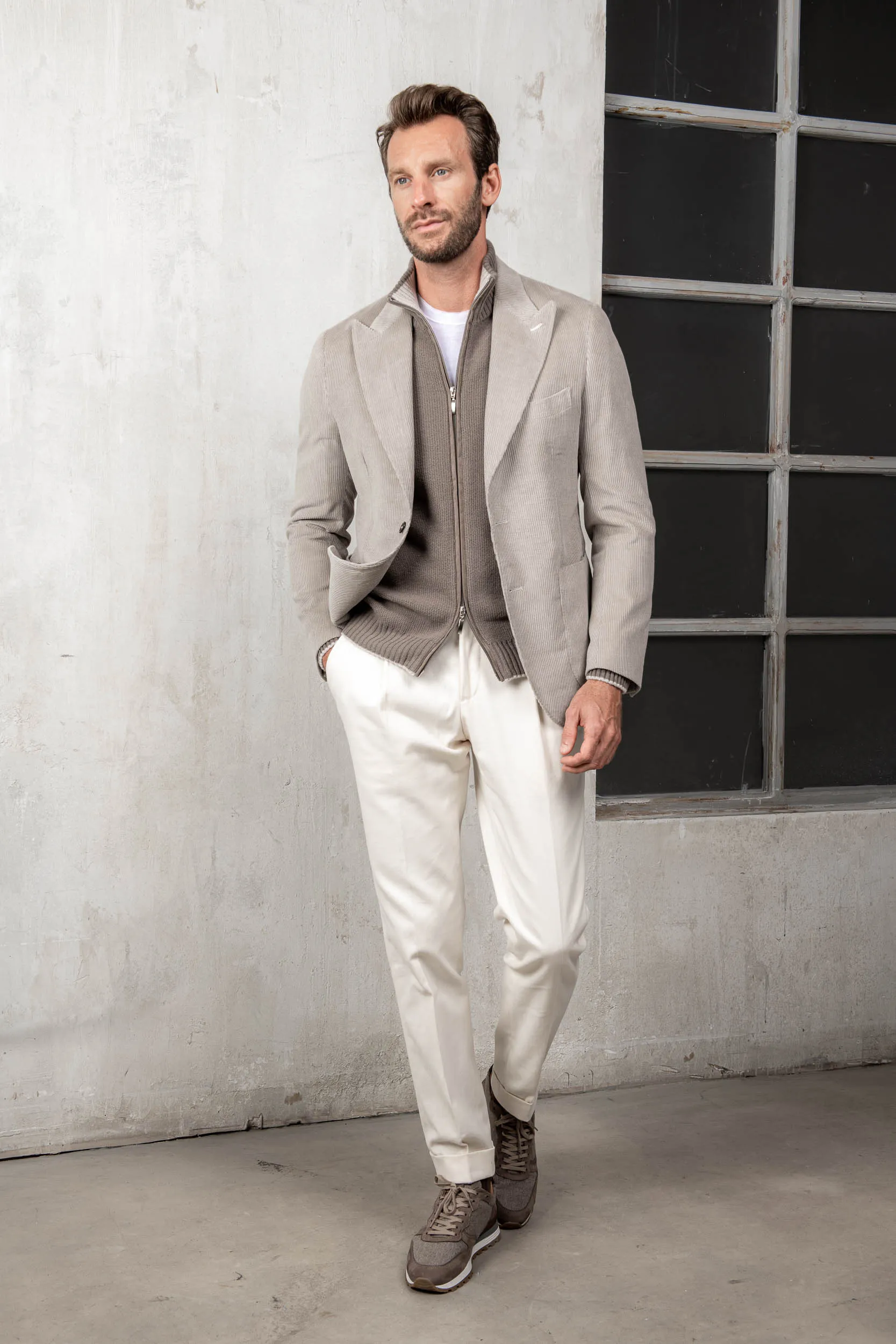 Beige corduroy jacket "Soragna Collection" - Made in Italy sold by Pini Parma product image thumbnail 4