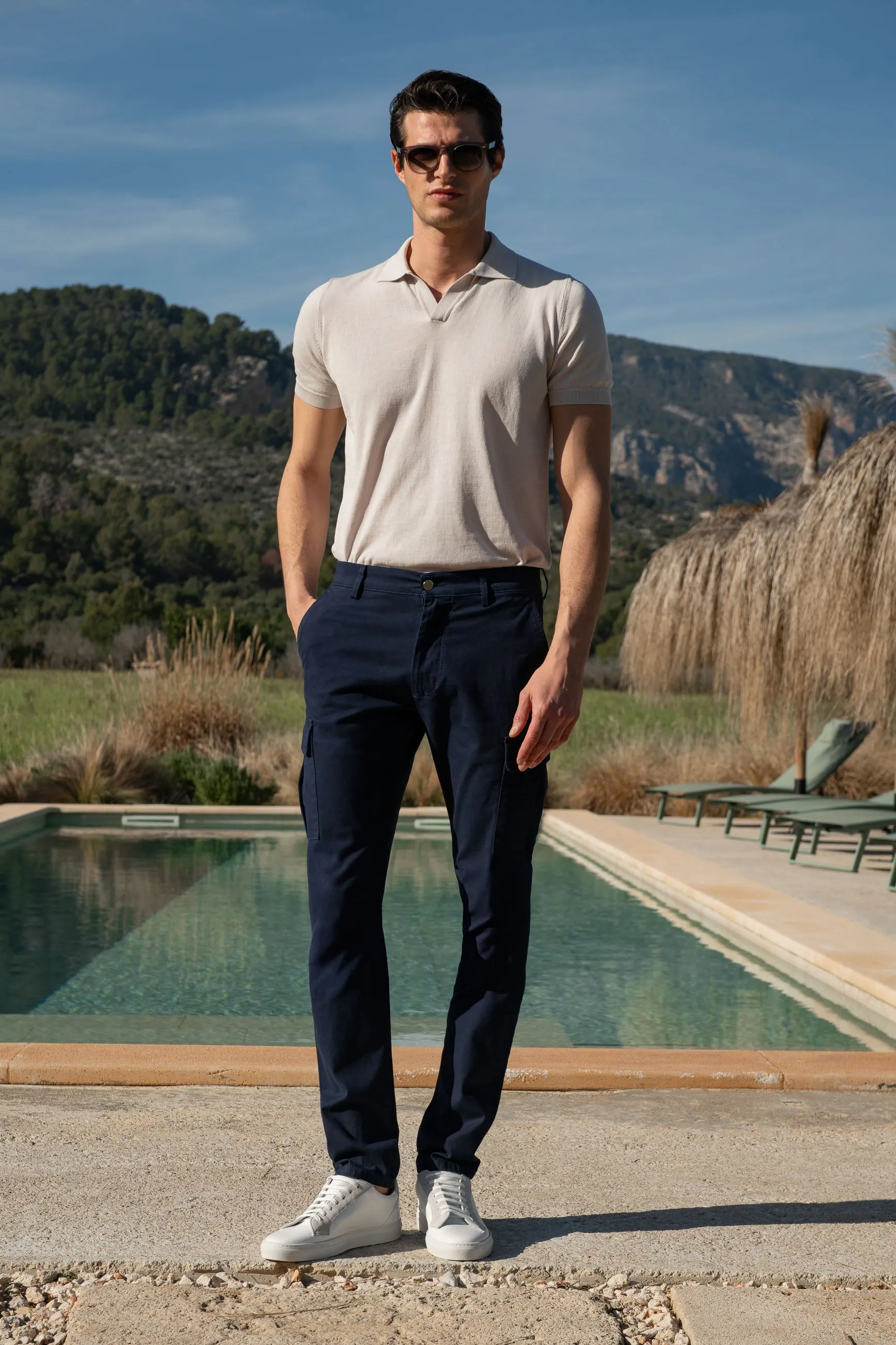 Blue stretch cotton cargo - Made in Italy sold by Pini Parma product image thumbnail 3