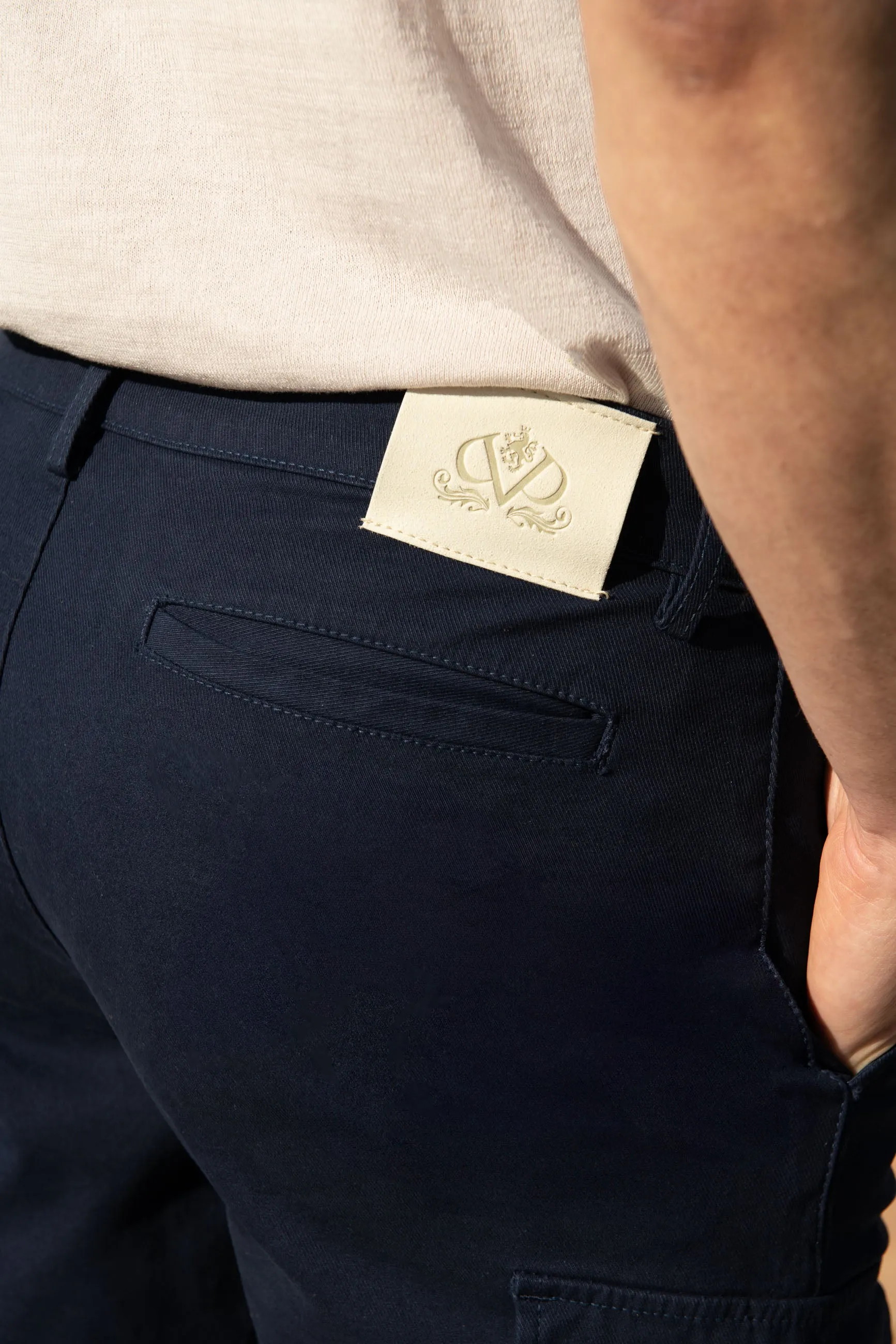 Blue stretch cotton cargo - Made in Italy sold by Pini Parma product image thumbnail 4