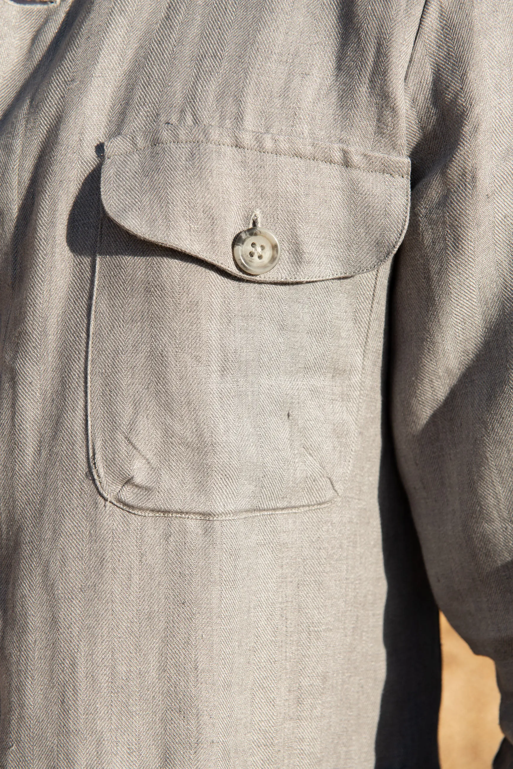 Sky grey herringbone linen Safari Jacket – Made in Italy sold by Pini Parma product image thumbnail 3