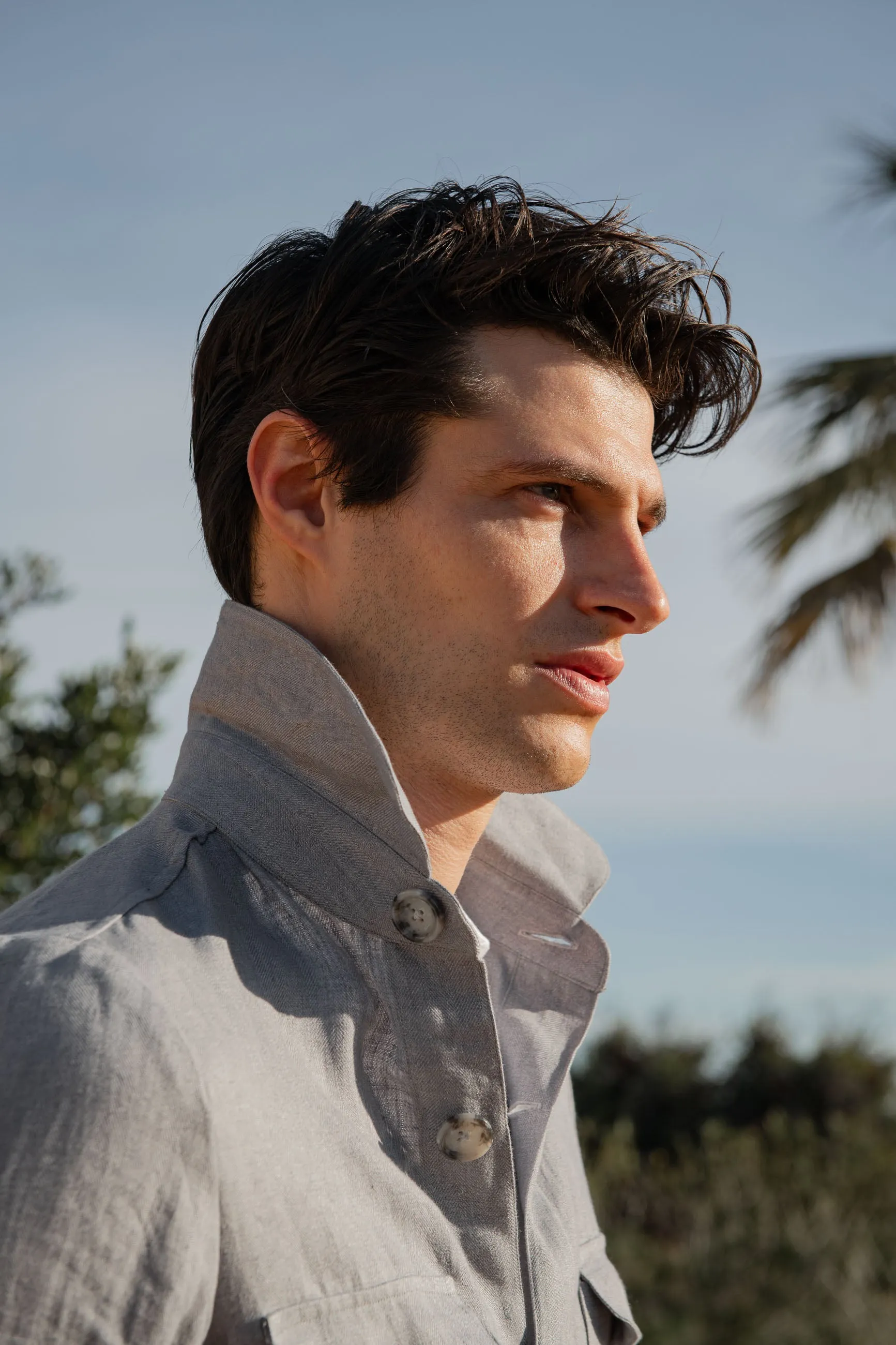 Sky grey herringbone linen Safari Jacket – Made in Italy sold by Pini Parma product image thumbnail 2