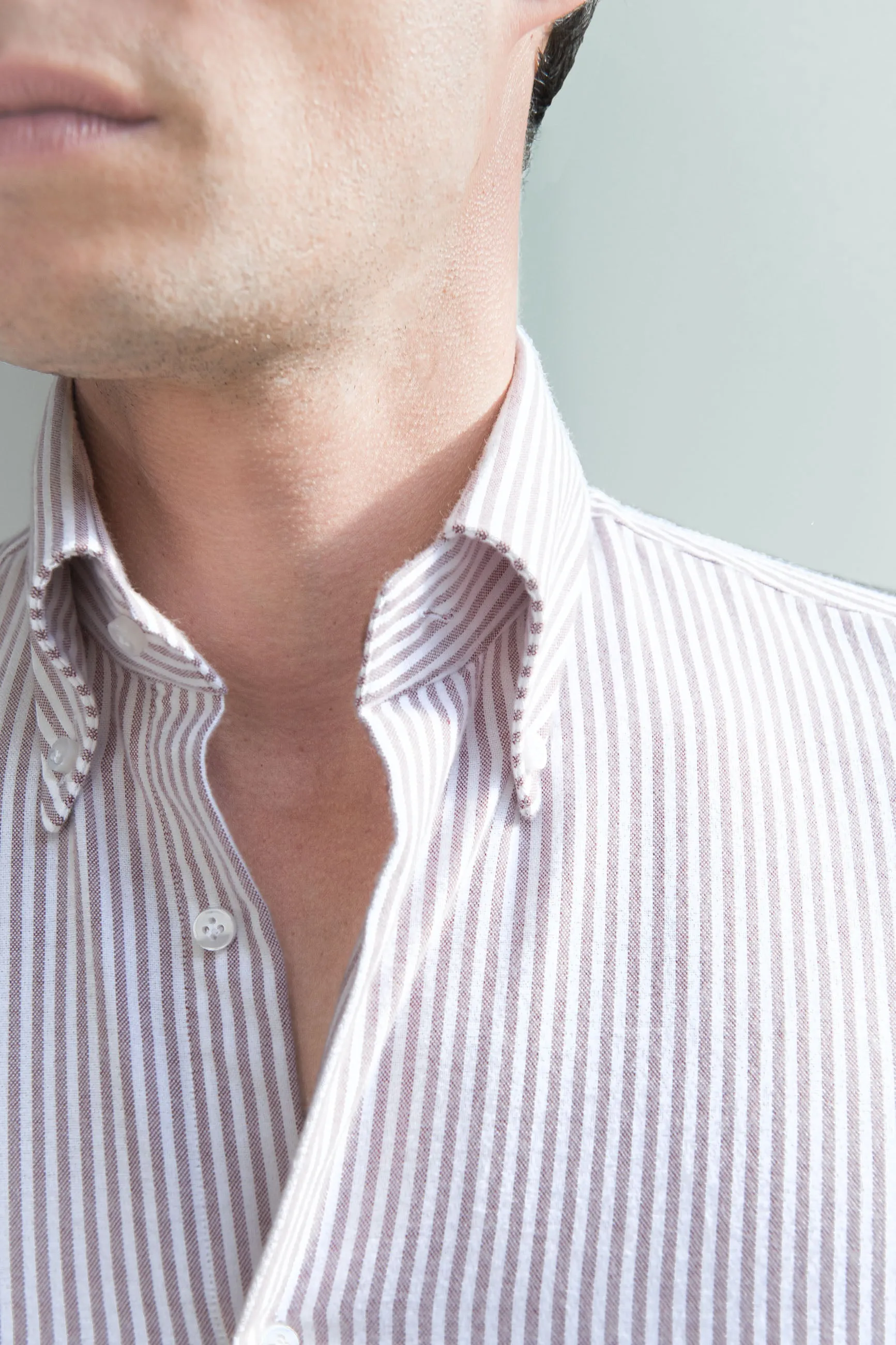 Red striped soft oxford button down shirt - Made In Italy sold by Pini Parma product image thumbnail 2