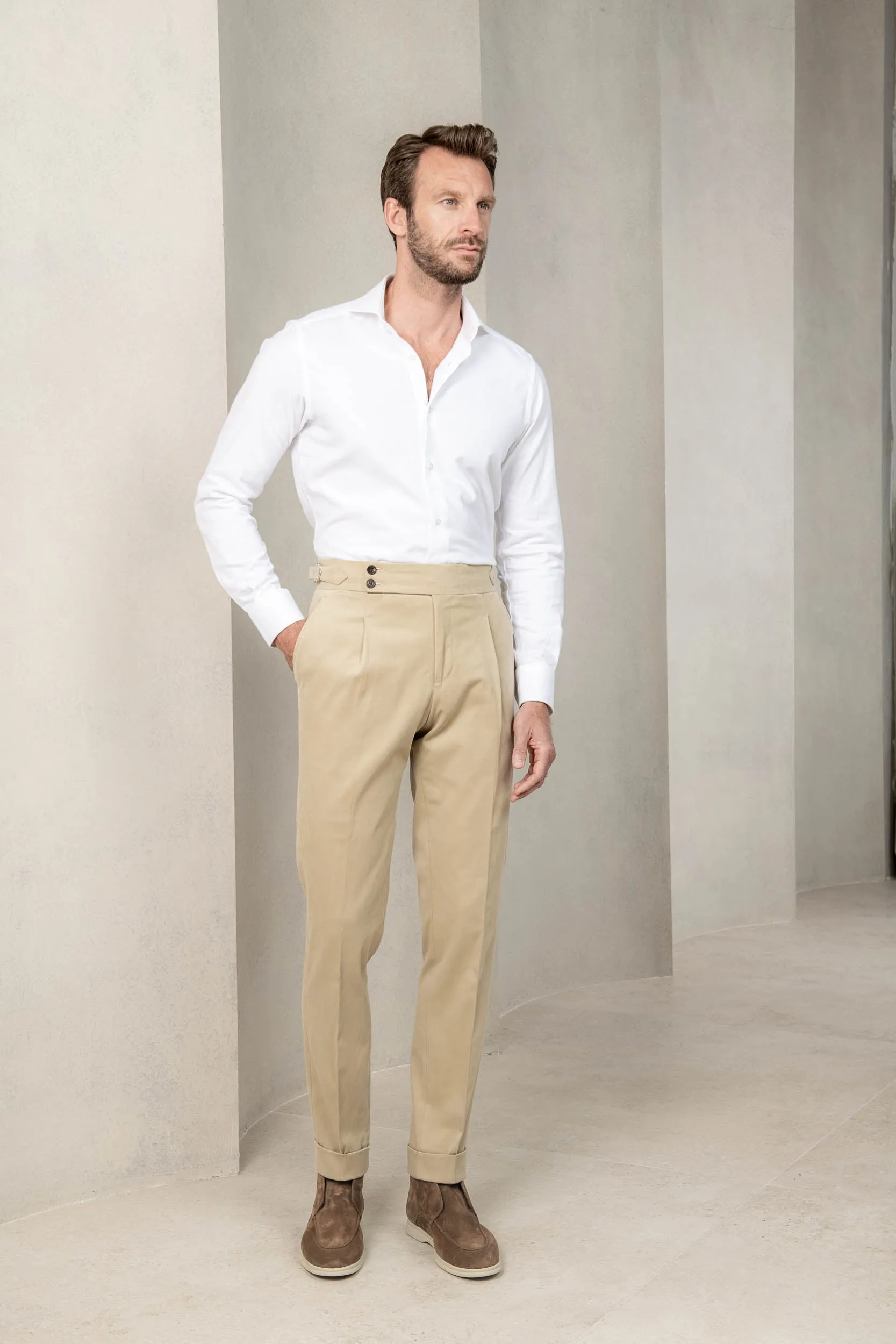 Beige cotton trousers "Soragna Capsule Collection" - Made in Italy sold by Pini Parma product image thumbnail 2