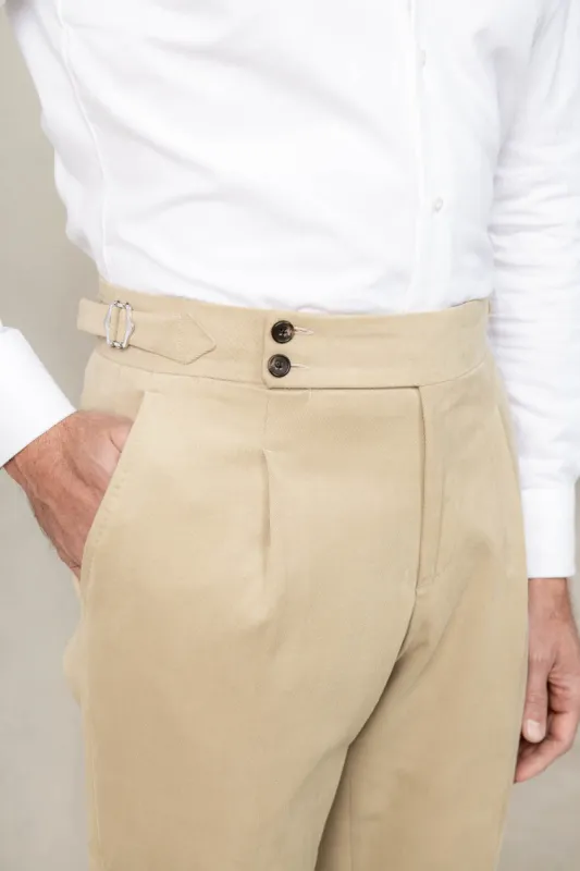Beige cotton trousers  "Soragna Capsule Collection" - Made in Italy sold by Pini Parma