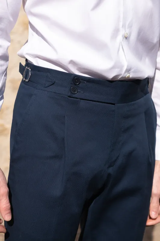 Blue cotton trousers "Soragna Capsule Collection" - Made in Italy sold by Pini Parma