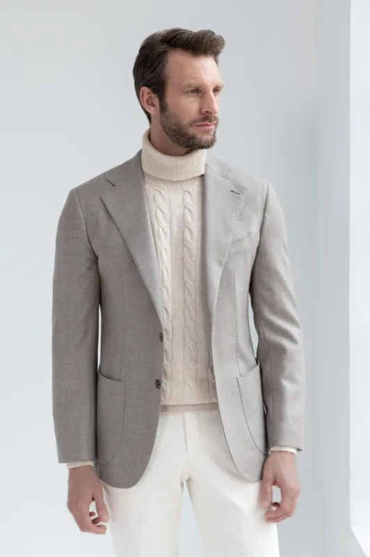 Taupe jacket in wool and cashmere - Made in Italy sold by Pini Parma