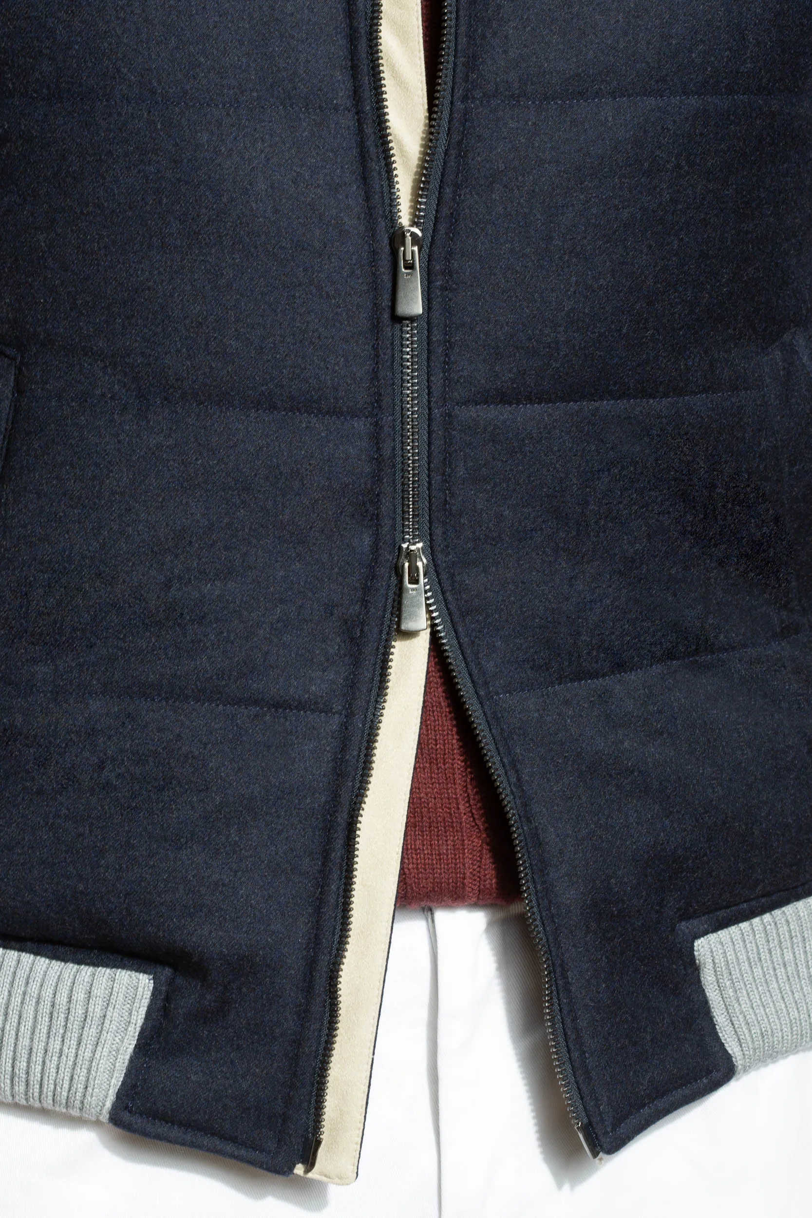 Blue vest with zip in Loro Piana wool with Rain System®– Made in Italy sold by Pini Parma product image thumbnail 4