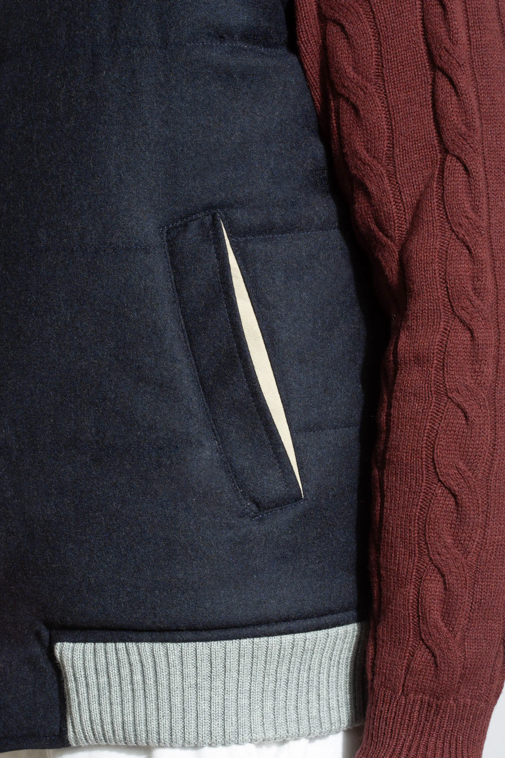 Blue vest with zip in Loro Piana wool with Rain System®– Made in Italy sold by Pini Parma product image thumbnail 3