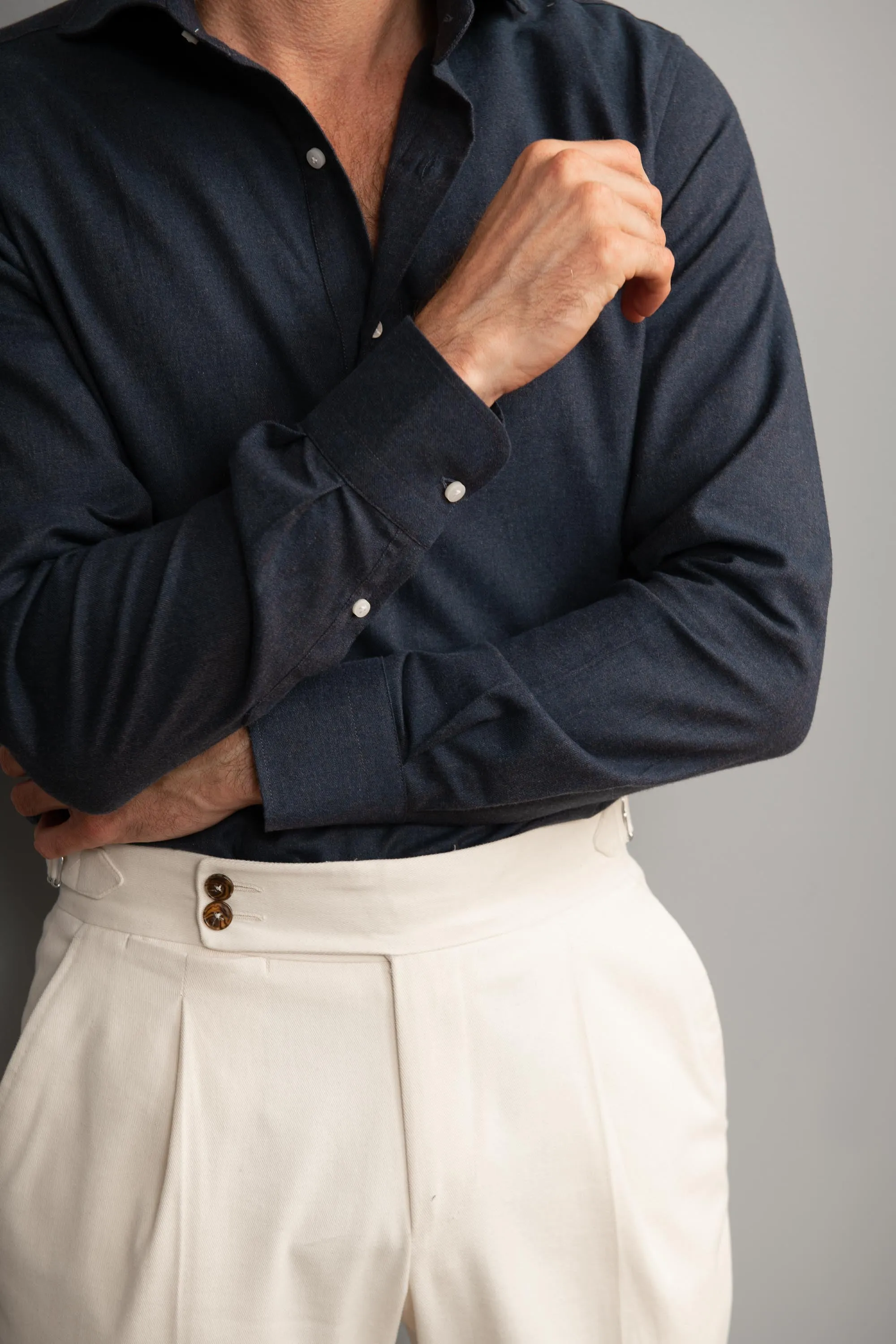 Blue Popover Shirt - Flannel Touch - Made in Italy sold by Pini Parma product image thumbnail 3