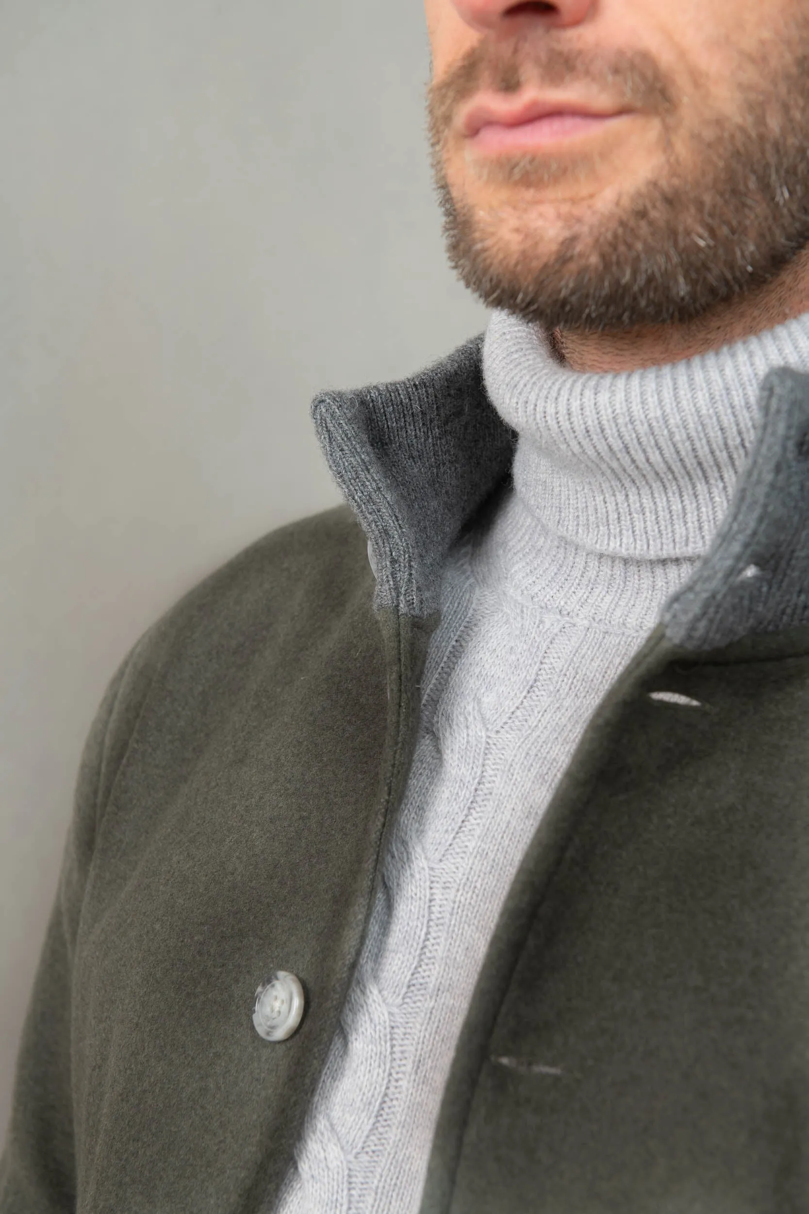 Green Super 180's wool flannel bomber jacket – Made in Italy sold by Pini Parma product image thumbnail 2