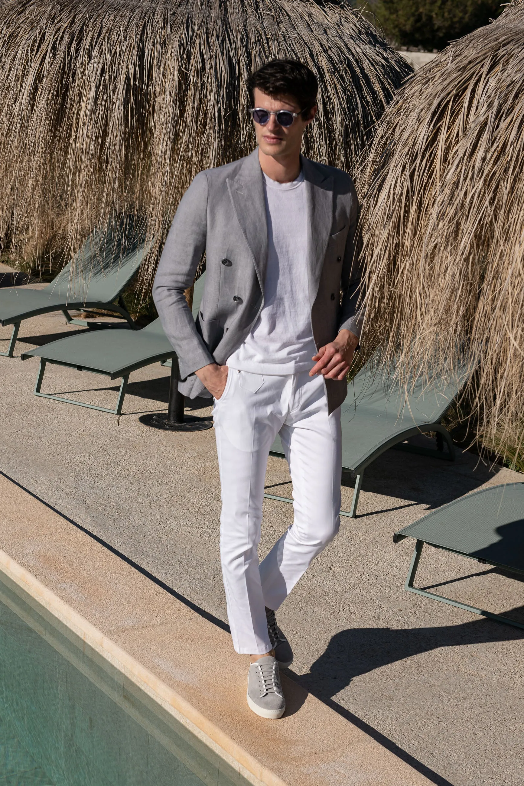 White cotton Sirmione trousers - Made in Italy sold by Pini Parma product image thumbnail 4
