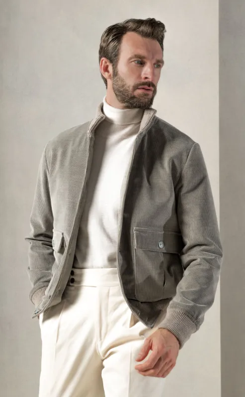 Sage corduroy bomber jacket – Made in Italy sold by Pini Parma