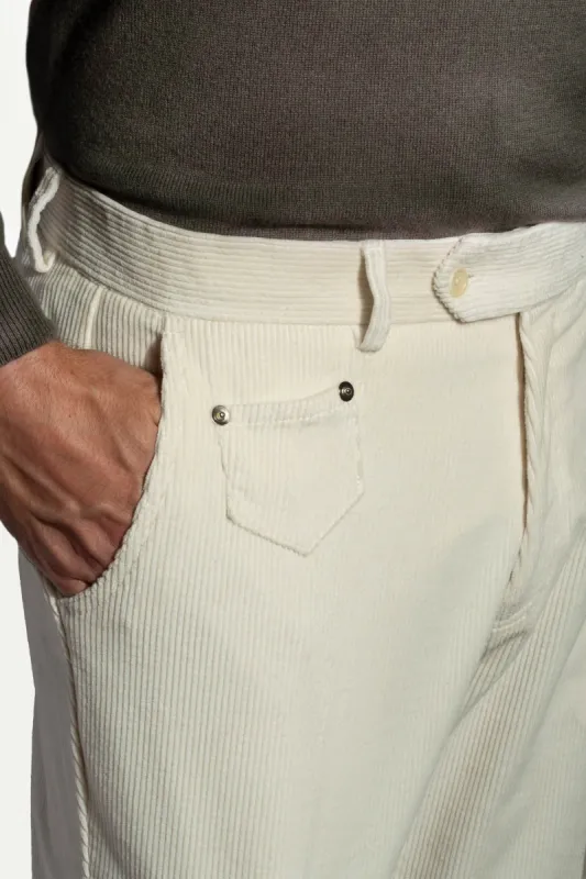 Off-white corduroy Sirmione trousers - Made in Italy sold by Pini Parma