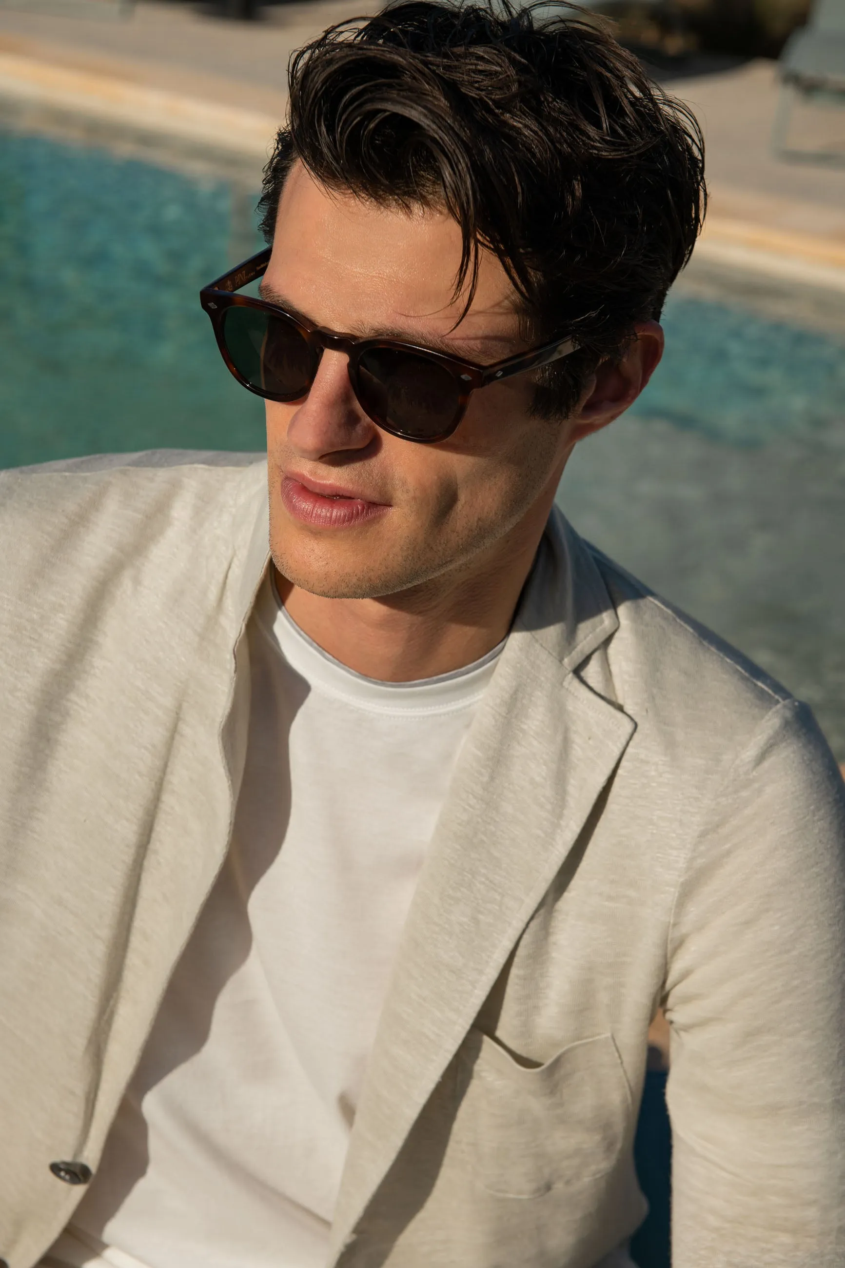 Stone linen knitted jacket - Made in Italy sold by Pini Parma product image thumbnail 3