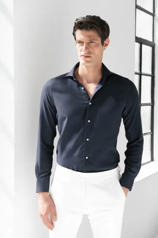 Blue cashmere and cotton shirt - Made in Italy sold by Pini Parma