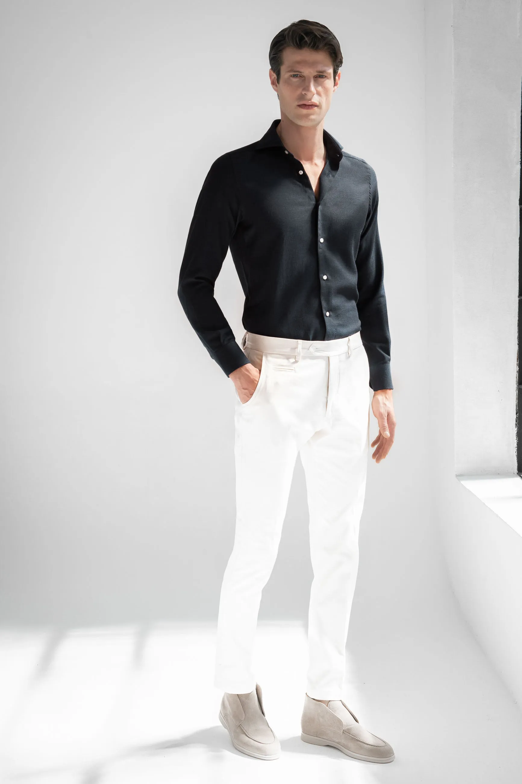 Blue cashmere and cotton shirt - Made in Italy sold by Pini Parma product image thumbnail 4