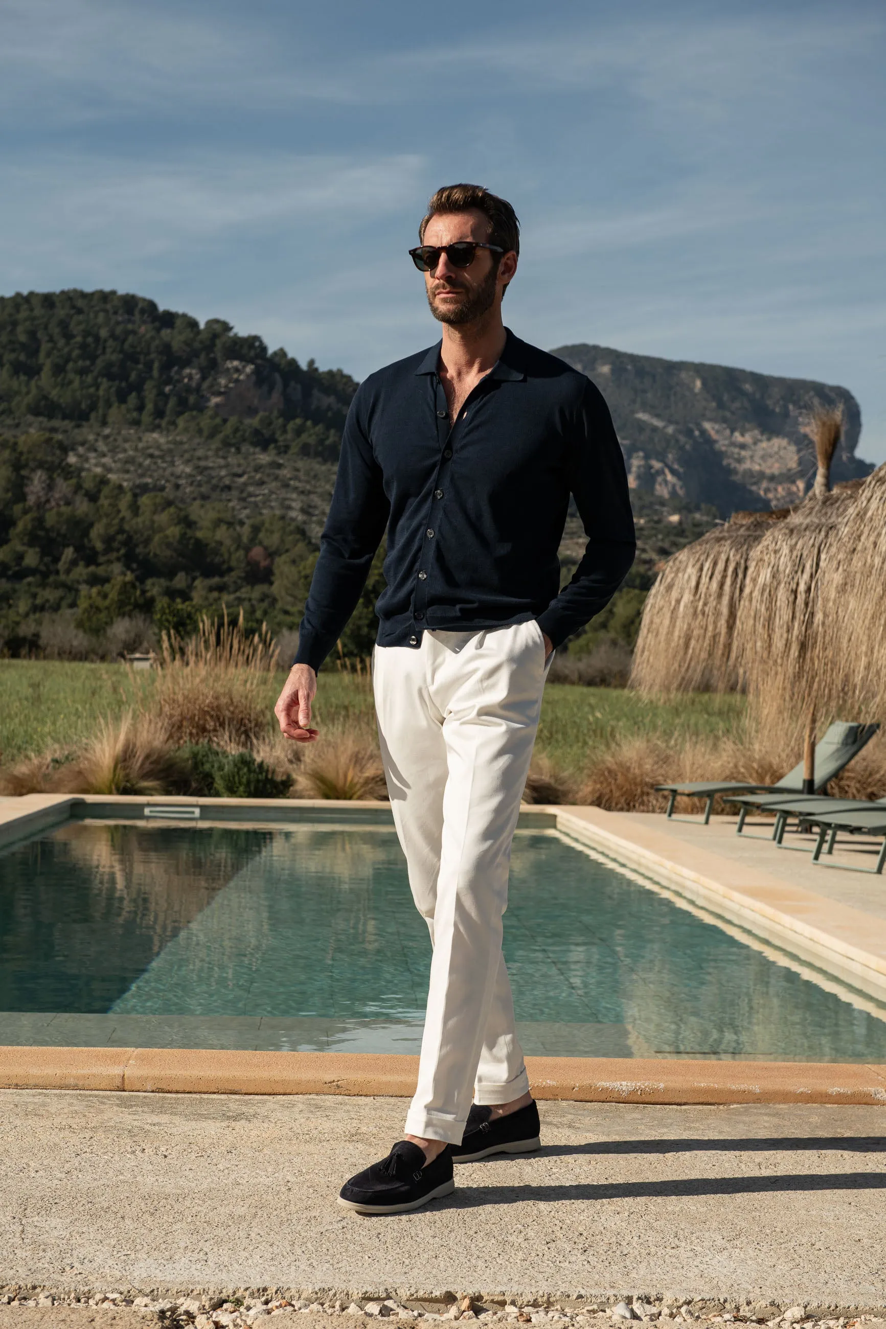 Blue polo cardigan - Made in Italy sold by Pini Parma product image thumbnail 2