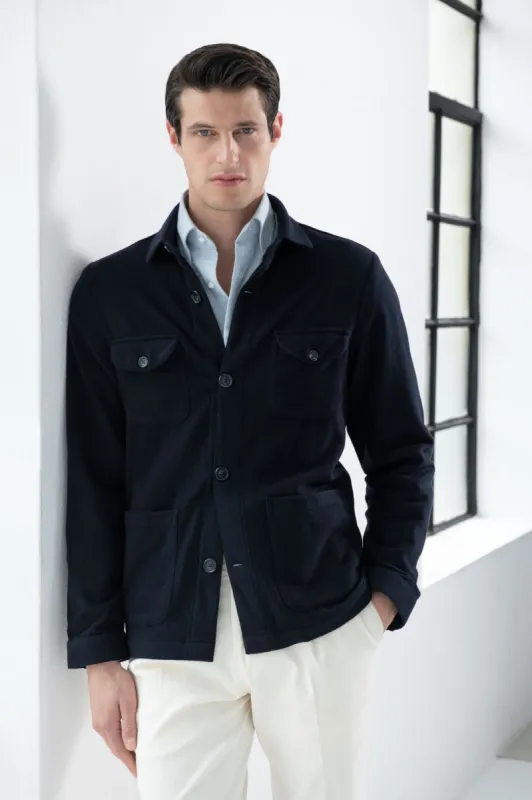 Blue Safari Jacket flannel Super 180s – Made in Italy sold by Pini Parma