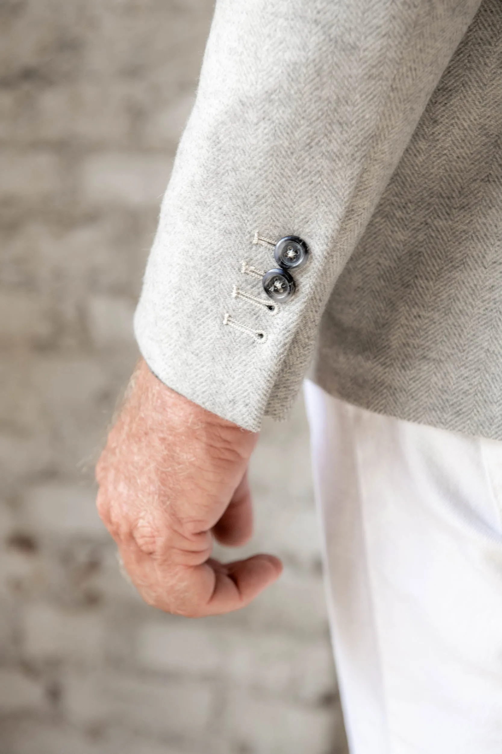 Light grey herringbone jacket - Made in Italy sold by Pini Parma product image thumbnail 4