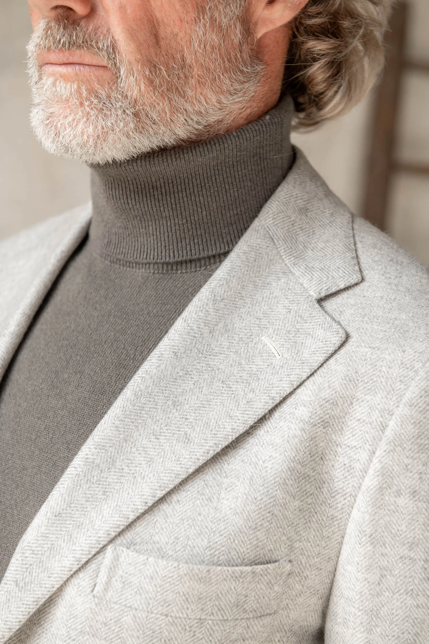 Light grey herringbone jacket - Made in Italy sold by Pini Parma product image thumbnail 3