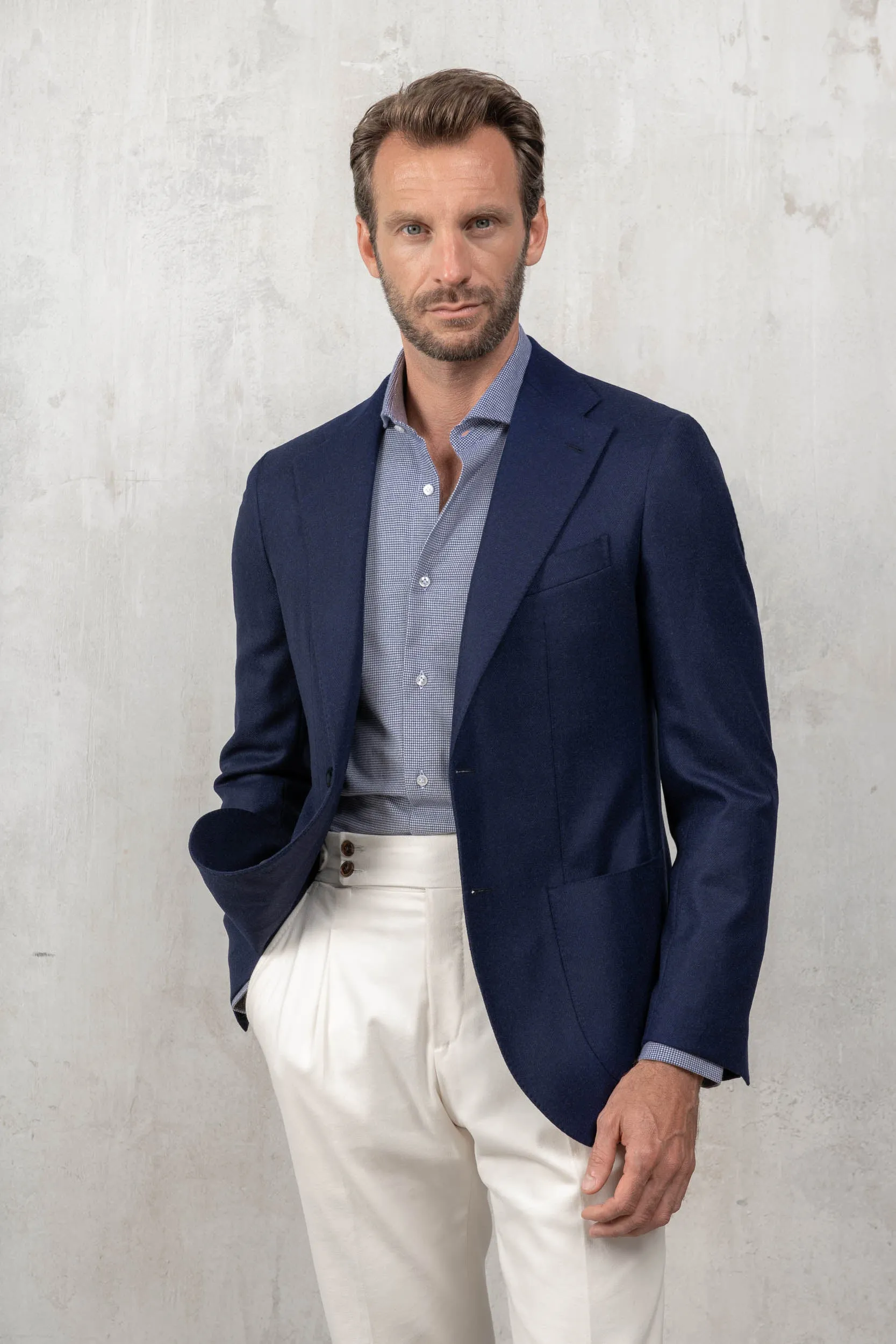 Blue jacket in wool and cashmere - Made in Italy sold by Pini Parma