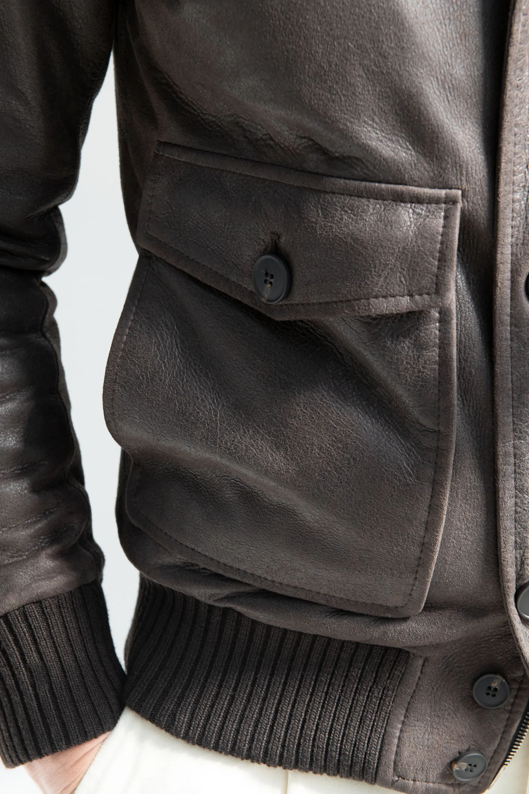 Brown leather bomber – Made in Italy sold by Pini Parma product image thumbnail 3