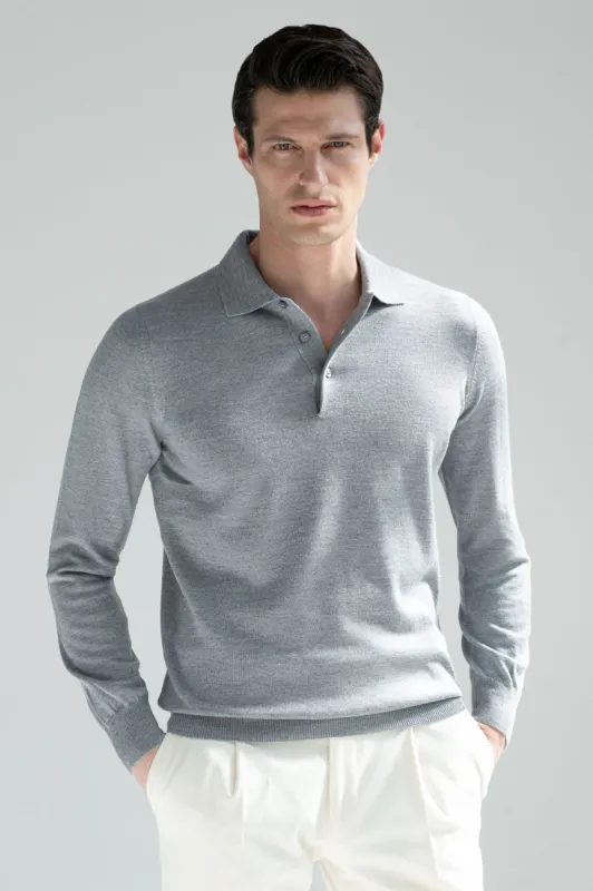 Grey Merino polo – Made in Italy sold by Pini Parma